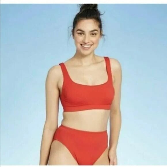 Kona Sol Womens  Bikini Bottom High Leg Medium Coverage Red Size XL - Picture 3 of 7